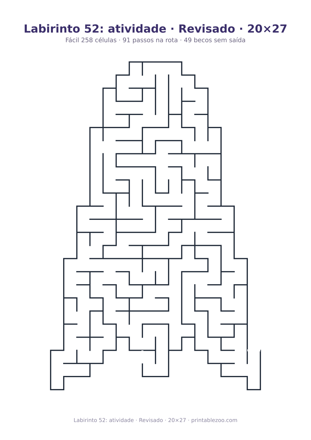 Prévia pronta para imprimir: Labirinto 52: atividade · Revisado · 20×27, catálogo nº 163404 Passatempo nº 163404.
