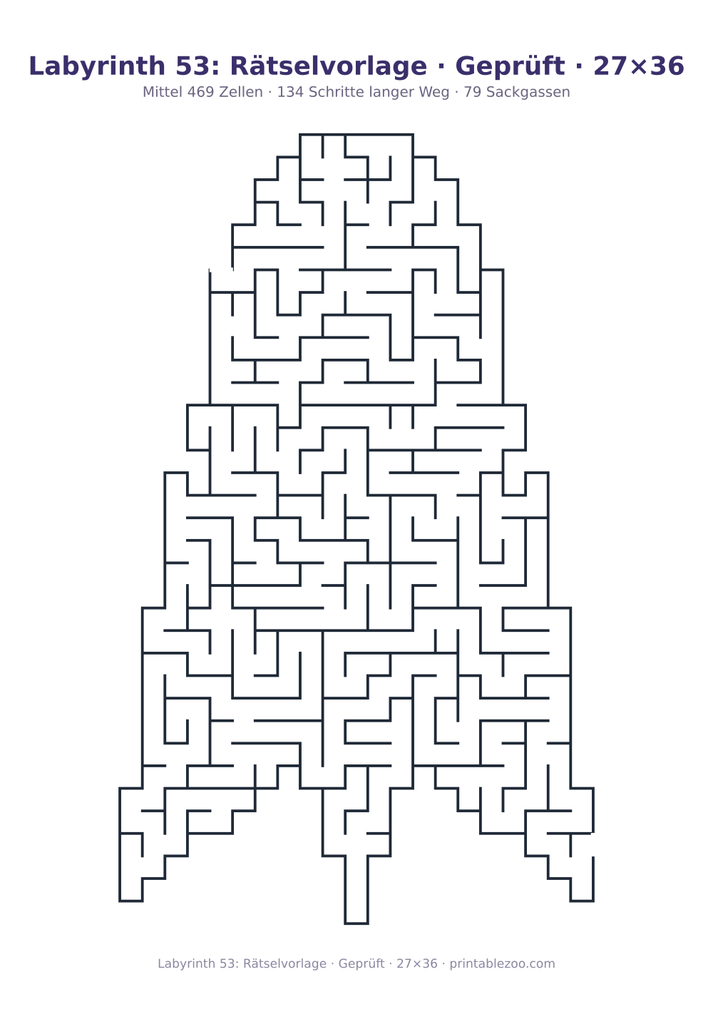 Labyrinth 53: Rätselvorlage · Geprüft · 27×36 als druckfertige Vorschau, Katalognummer 163411 Rätsel Nr. 163411.