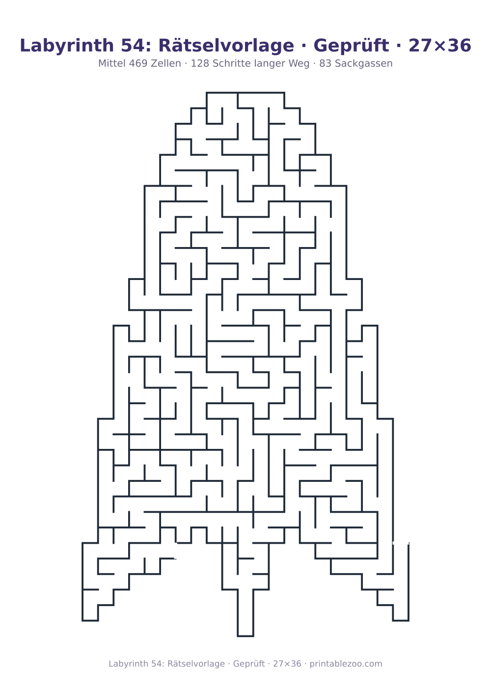 Labyrinth 54: Rätselvorlage · Geprüft · 27×36 als druckfertige Vorschau, Katalognummer 163412 Rätsel Nr. 163412.