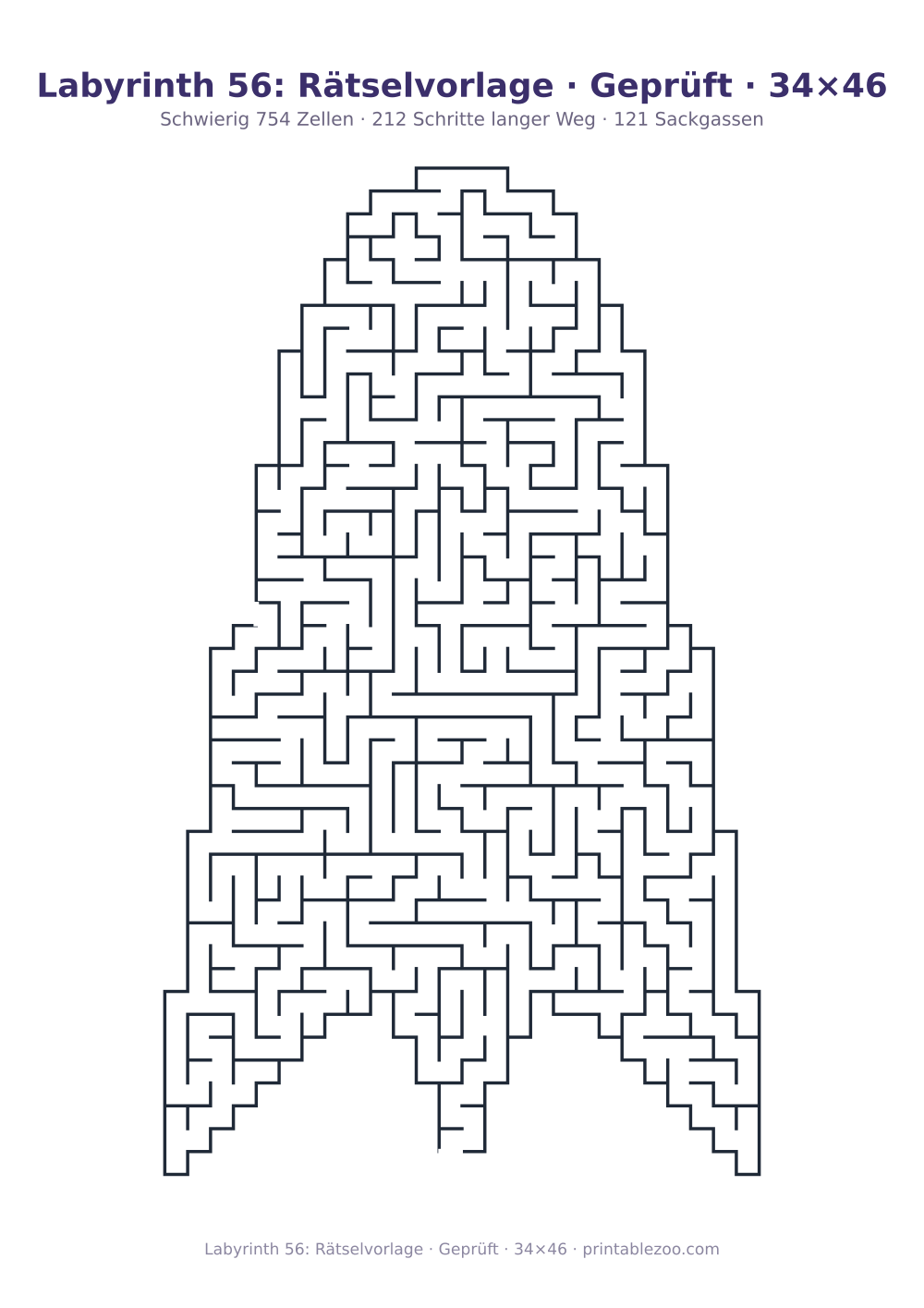 Labyrinth 56: Rätselvorlage · Geprüft · 34×46 als druckfertige Vorschau, Katalognummer 163421 Rätsel Nr. 163421.