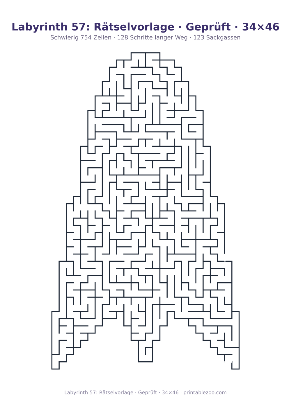 Labyrinth 57: Rätselvorlage · Geprüft · 34×46 als druckfertige Vorschau, Katalognummer 163422 Rätsel Nr. 163422.