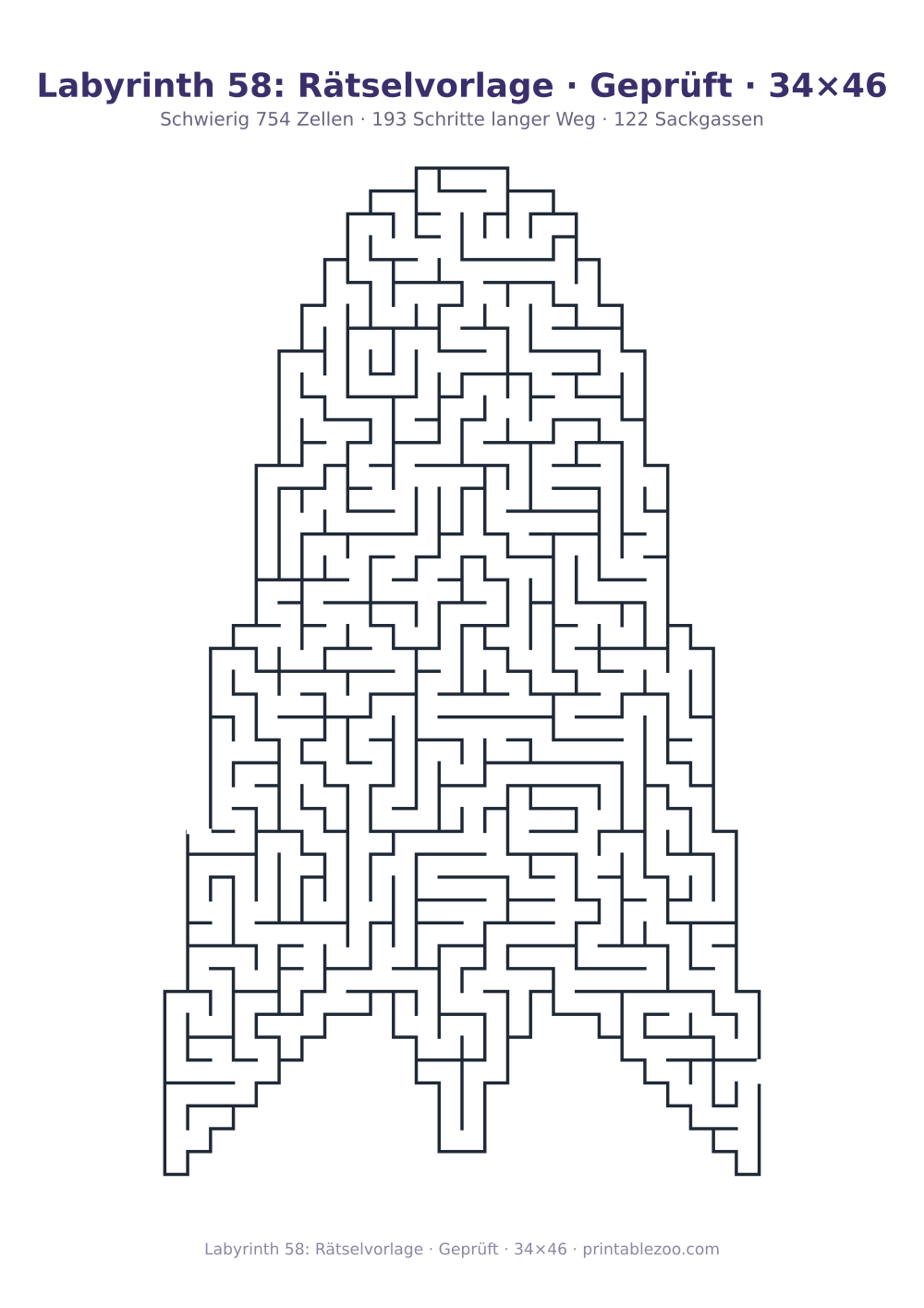 Labyrinth 58: Rätselvorlage · Geprüft · 34×46 als druckfertige Vorschau, Katalognummer 163423 Rätsel Nr. 163423.