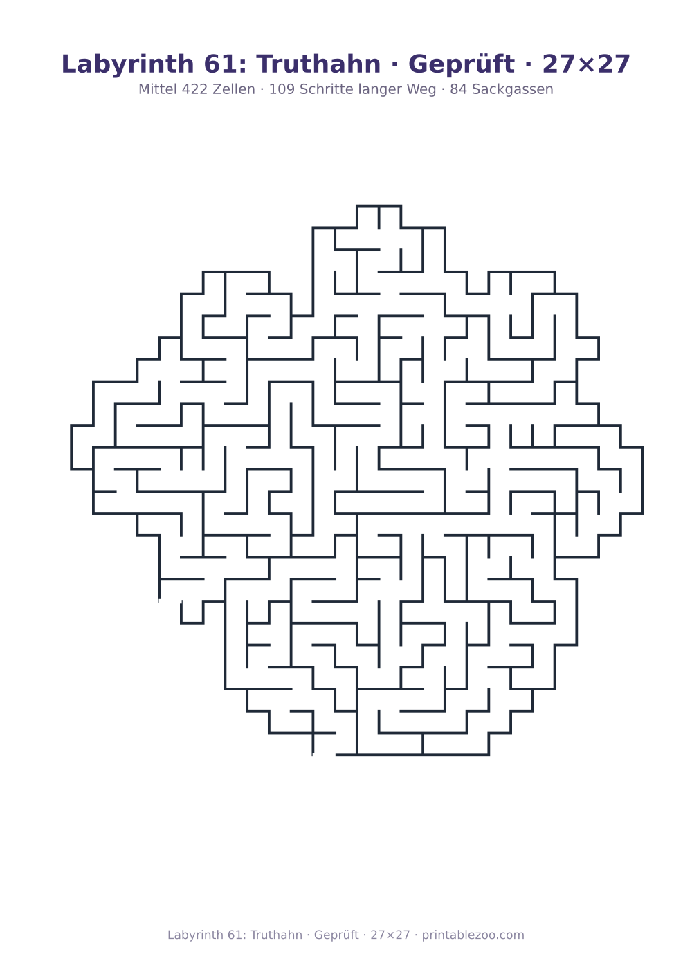 Labyrinth 61: Truthahn · Geprüft · 27×27 als druckfertige Vorschau, Katalognummer 163511 Rätsel Nr. 163511.