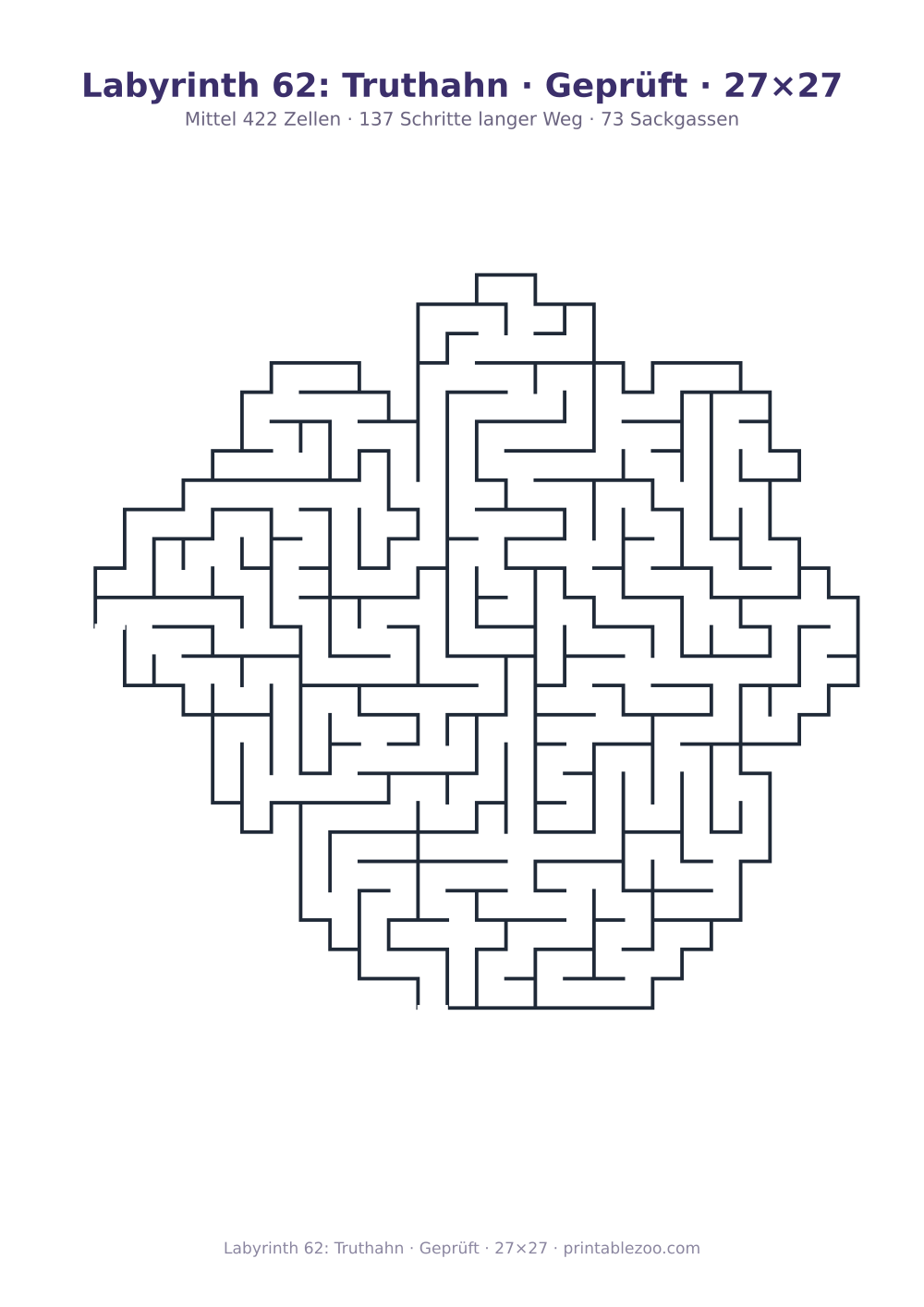 Labyrinth 62: Truthahn · Geprüft · 27×27 als druckfertige Vorschau, Katalognummer 163512 Rätsel Nr. 163512.