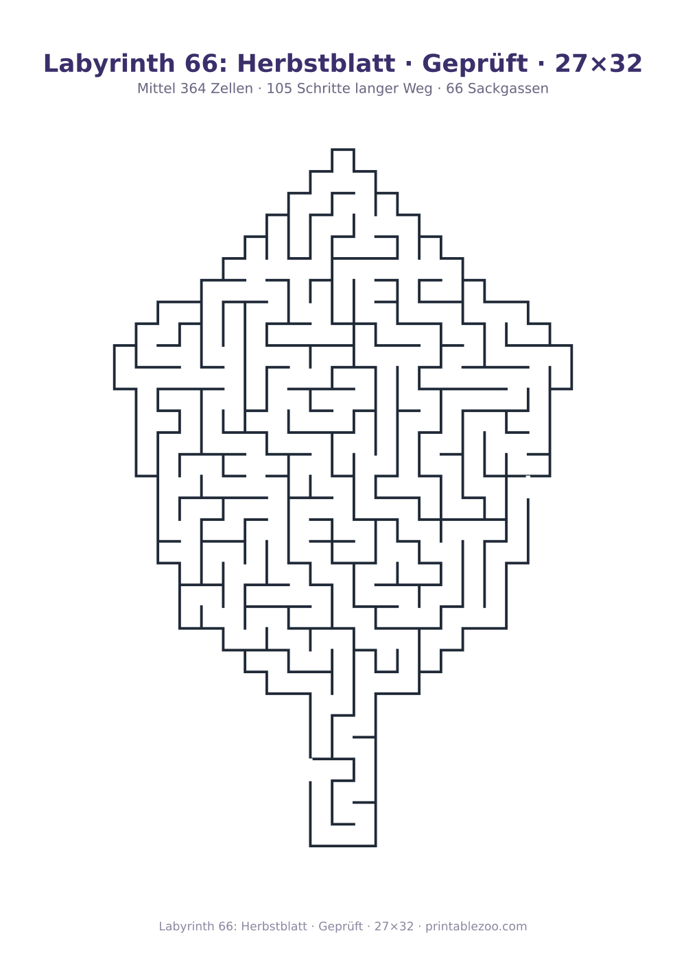 Labyrinth 66: Herbstblatt · Geprüft · 27×32 als druckfertige Vorschau, Katalognummer 163541 Rätsel Nr. 163541.