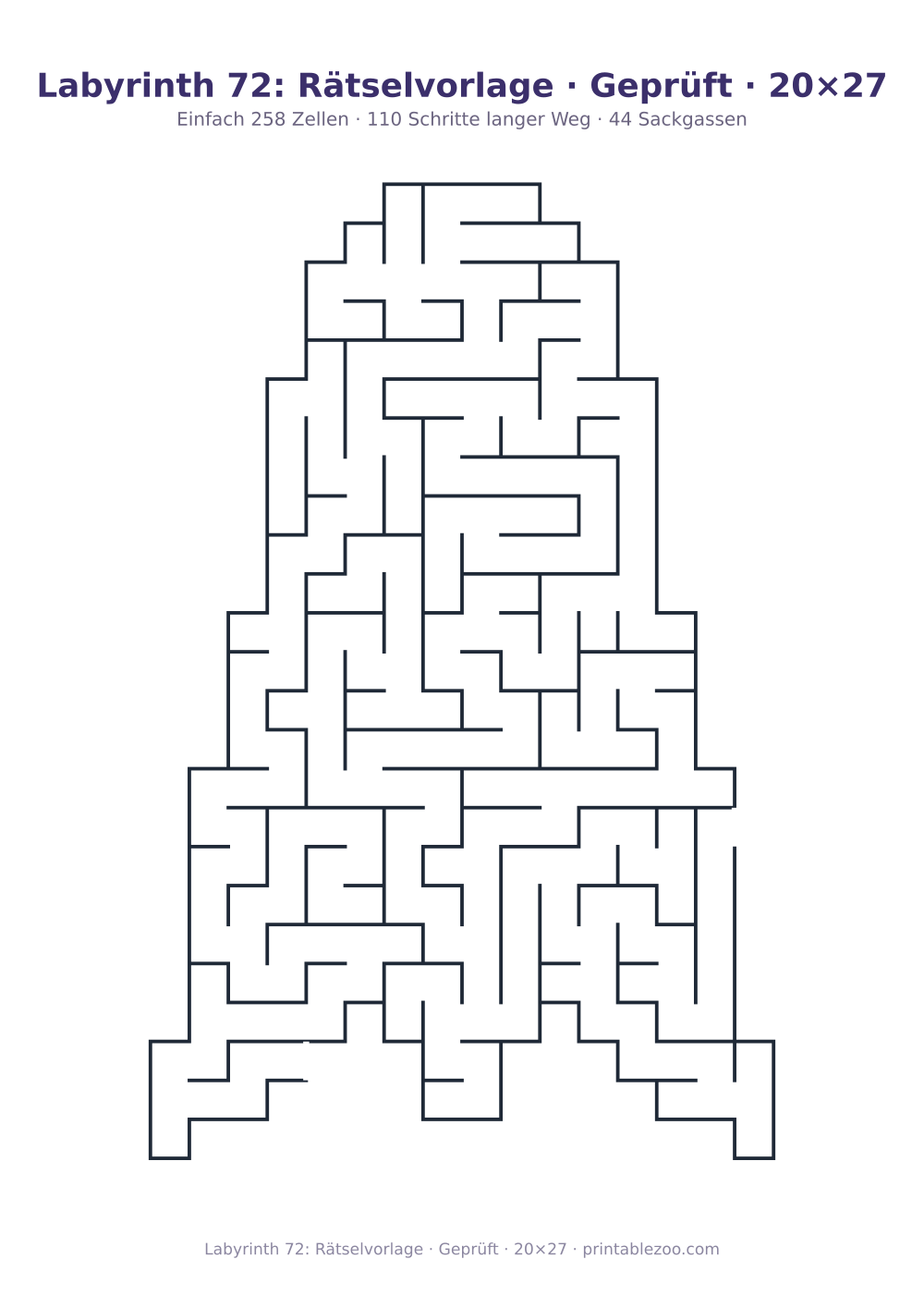 Labyrinth 72: Rätselvorlage · Geprüft · 20×27 als druckfertige Vorschau, Katalognummer 163591 Rätsel Nr. 163591.