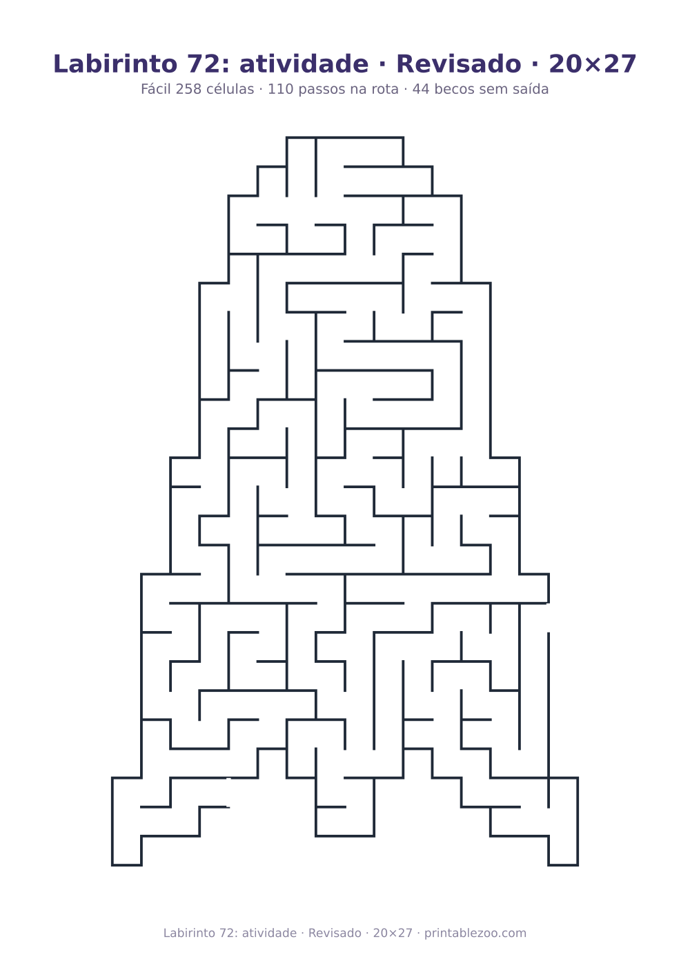Prévia pronta para imprimir: Labirinto 72: atividade · Revisado · 20×27, catálogo nº 163591 Passatempo nº 163591.