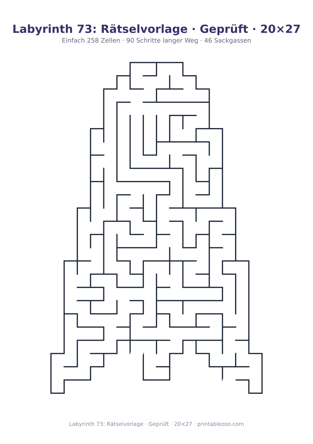 Labyrinth 73: Rätselvorlage · Geprüft · 20×27 als druckfertige Vorschau, Katalognummer 163592 Rätsel Nr. 163592.