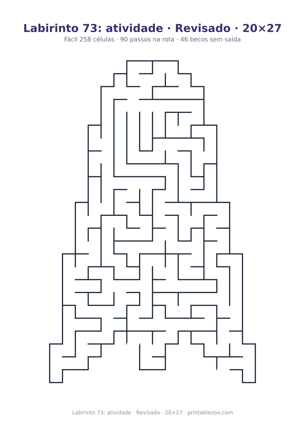 Prévia pronta para imprimir: Labirinto 73: atividade · Revisado · 20×27, catálogo nº 163592 Passatempo nº 163592.