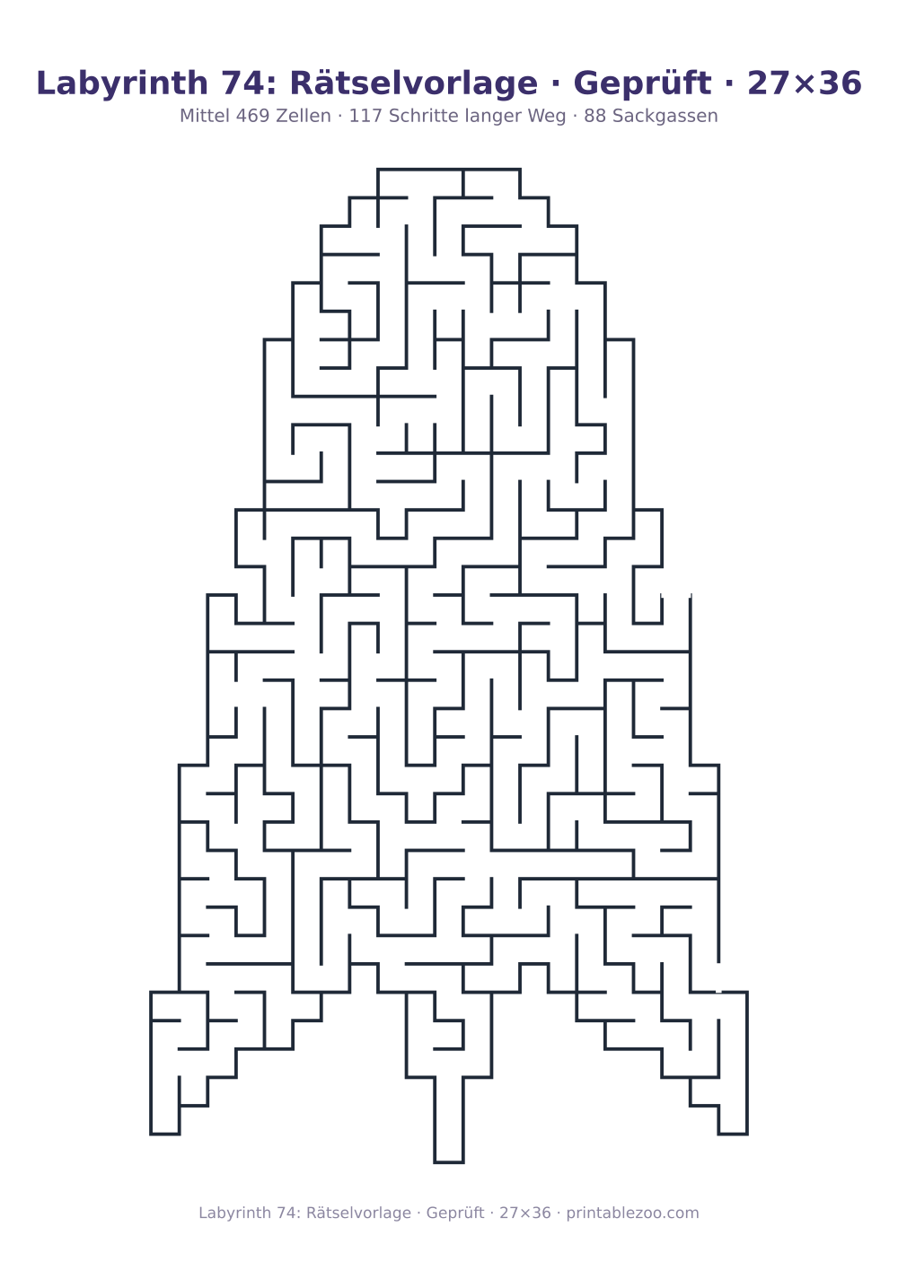 Labyrinth 74: Rätselvorlage · Geprüft · 27×36 als druckfertige Vorschau, Katalognummer 163601 Rätsel Nr. 163601.