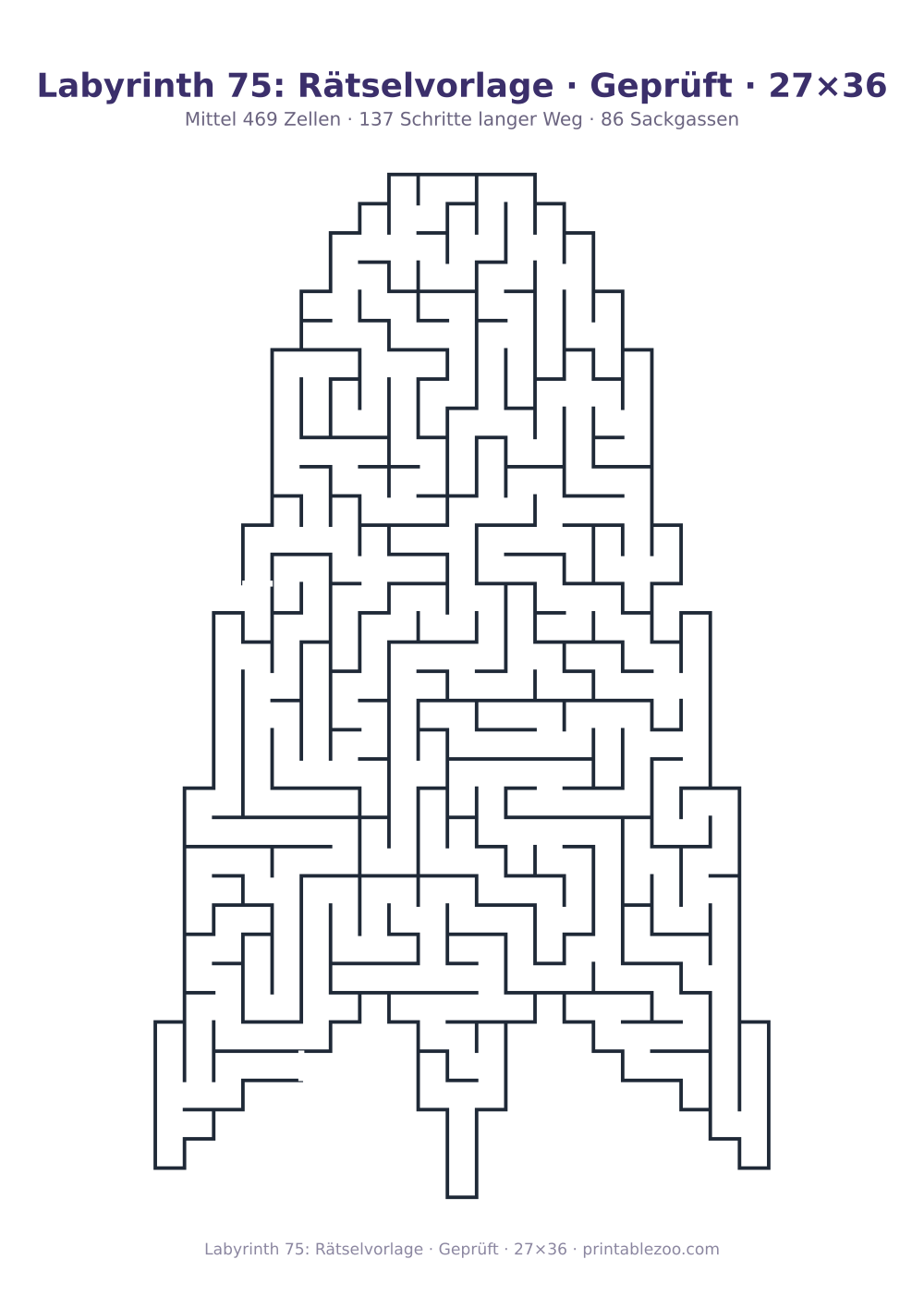 Labyrinth 75: Rätselvorlage · Geprüft · 27×36 als druckfertige Vorschau, Katalognummer 163602 Rätsel Nr. 163602.