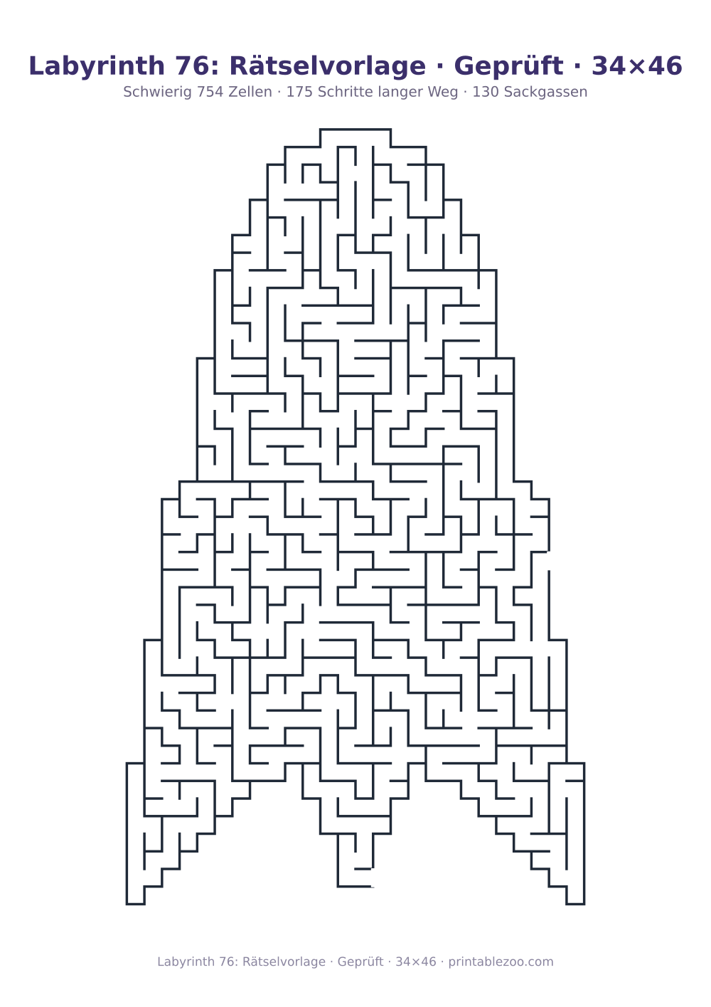 Labyrinth 76: Rätselvorlage · Geprüft · 34×46 als druckfertige Vorschau, Katalognummer 163611 Rätsel Nr. 163611.