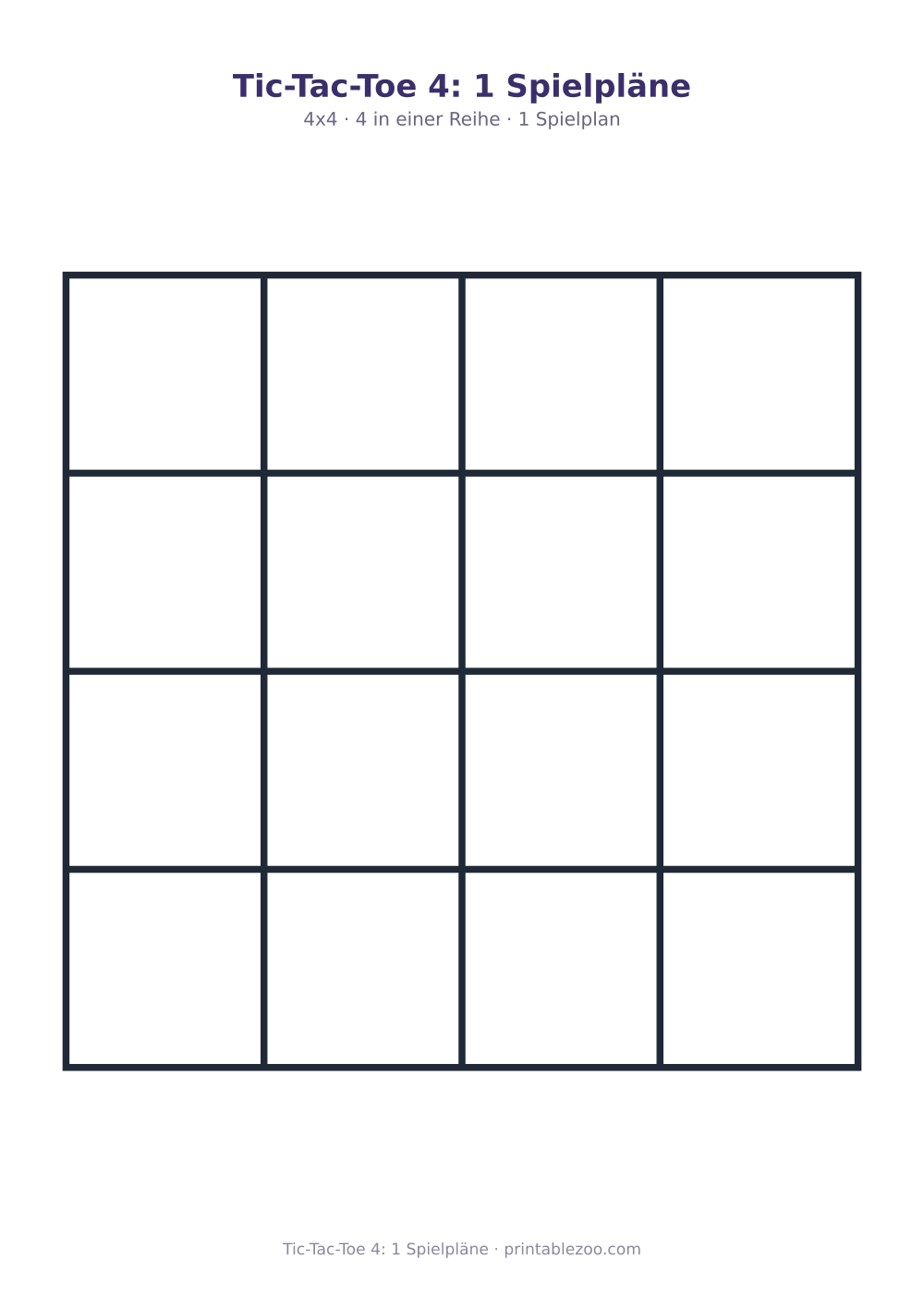 Tic-Tac-Toe 4: 1 Spielpläne als druckfertige Vorschau, Katalognummer 900104