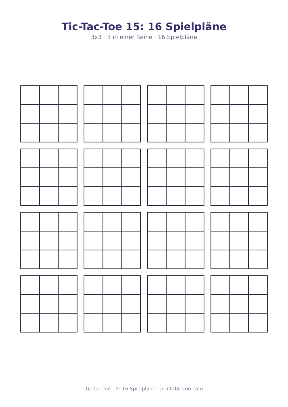 Tic-Tac-Toe 15: 16 Spielpläne als druckfertige Vorschau, Katalognummer 900115