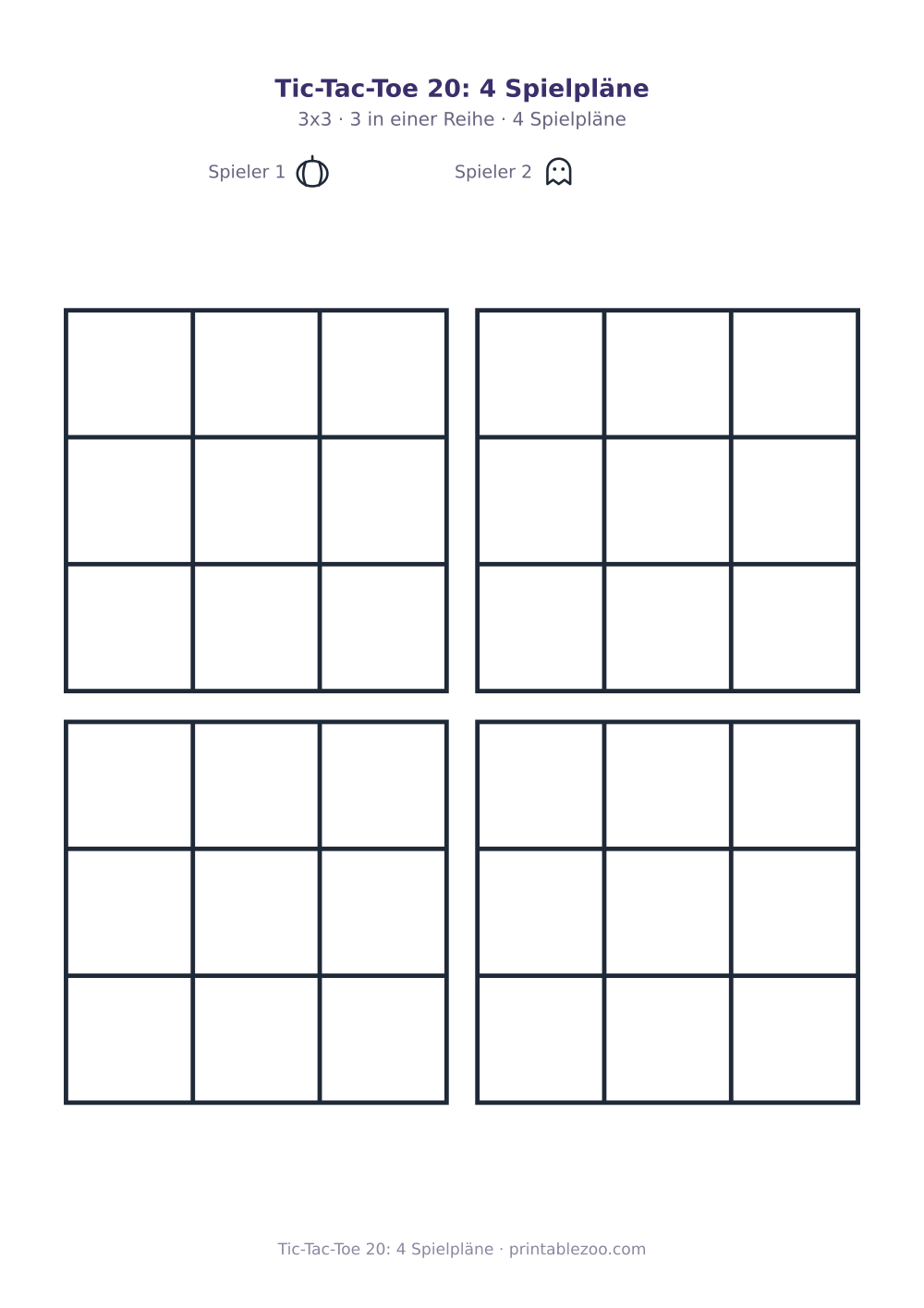 Tic-Tac-Toe 20: 4 Spielpläne als druckfertige Vorschau, Katalognummer 900120