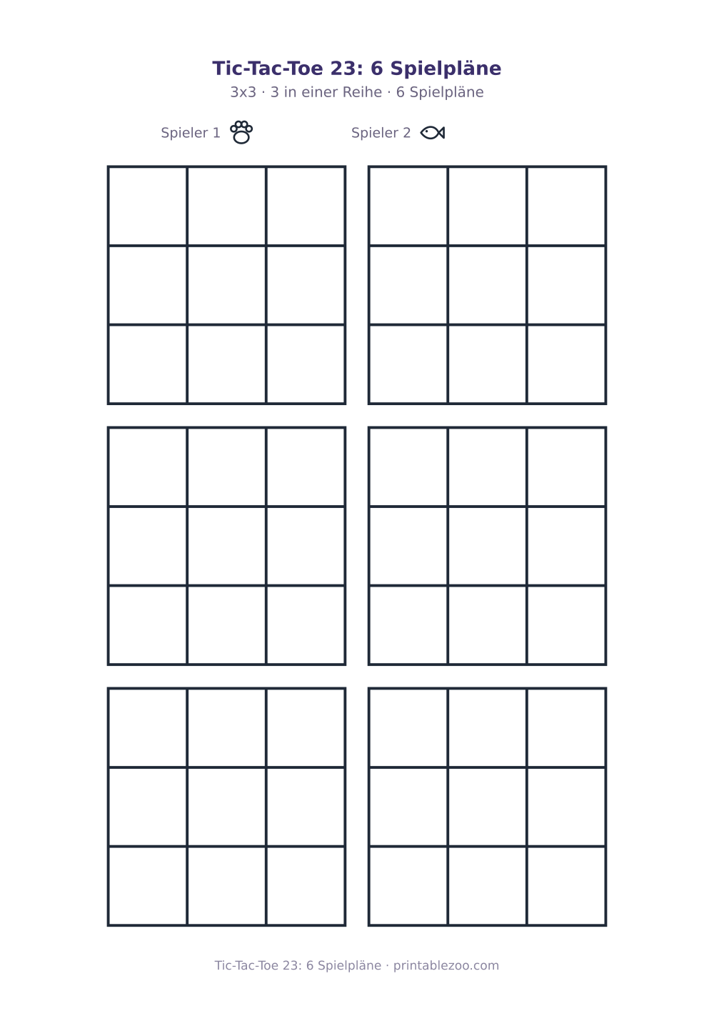 Tic-Tac-Toe 23: 6 Spielpläne als druckfertige Vorschau, Katalognummer 900123