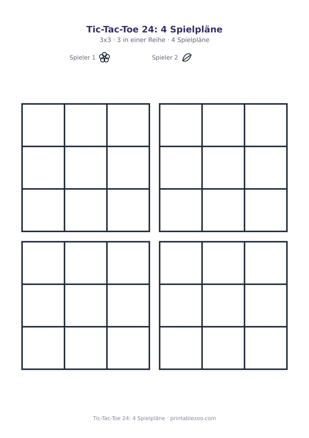 Tic-Tac-Toe 24: 4 Spielpläne als druckfertige Vorschau, Katalognummer 900124