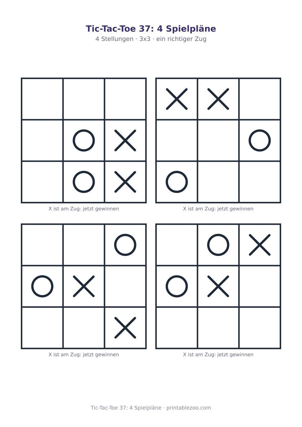 Tic-Tac-Toe 37: 4 Spielpläne als druckfertige Vorschau, Katalognummer 900137
