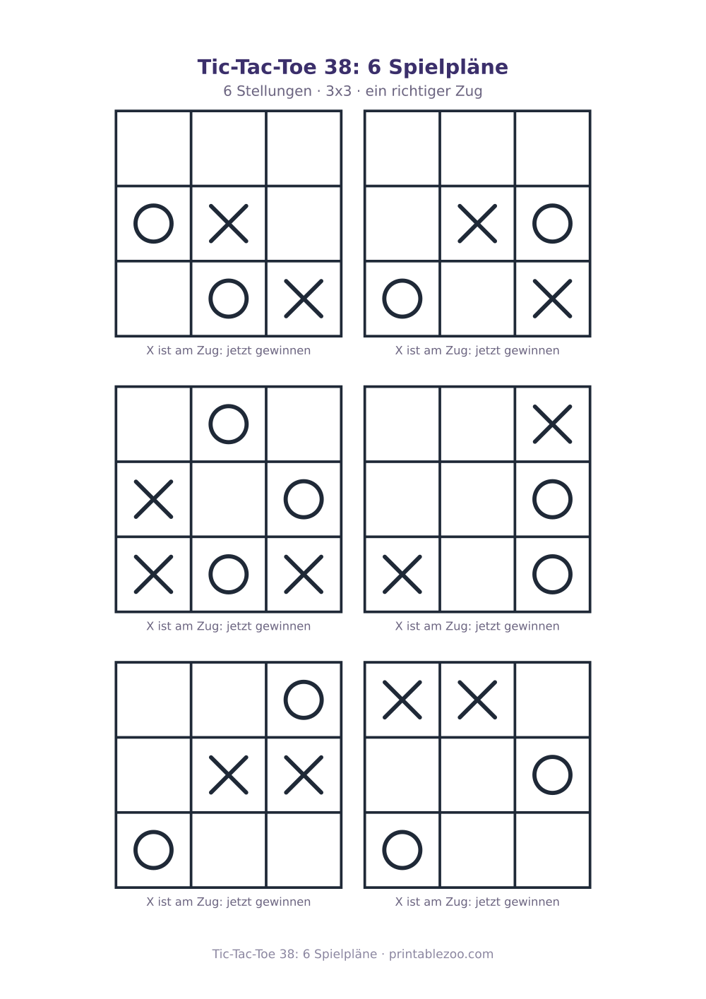 Tic-Tac-Toe 38: 6 Spielpläne als druckfertige Vorschau, Katalognummer 900138