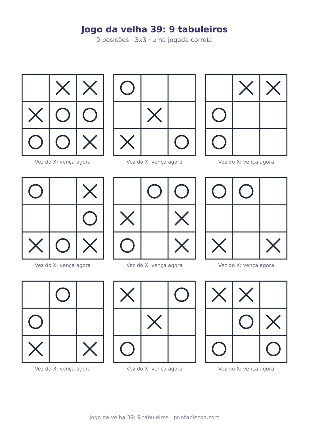 Prévia pronta para imprimir: Jogo da velha 39: 9 tabuleiros, catálogo nº 900139