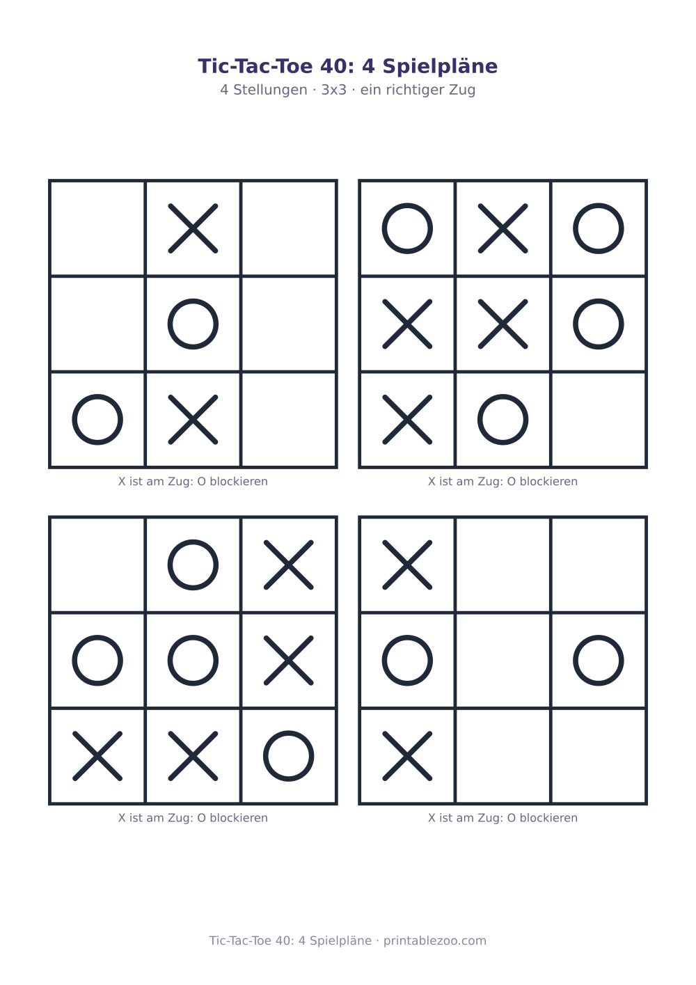 Tic-Tac-Toe 40: 4 Spielpläne als druckfertige Vorschau, Katalognummer 900140