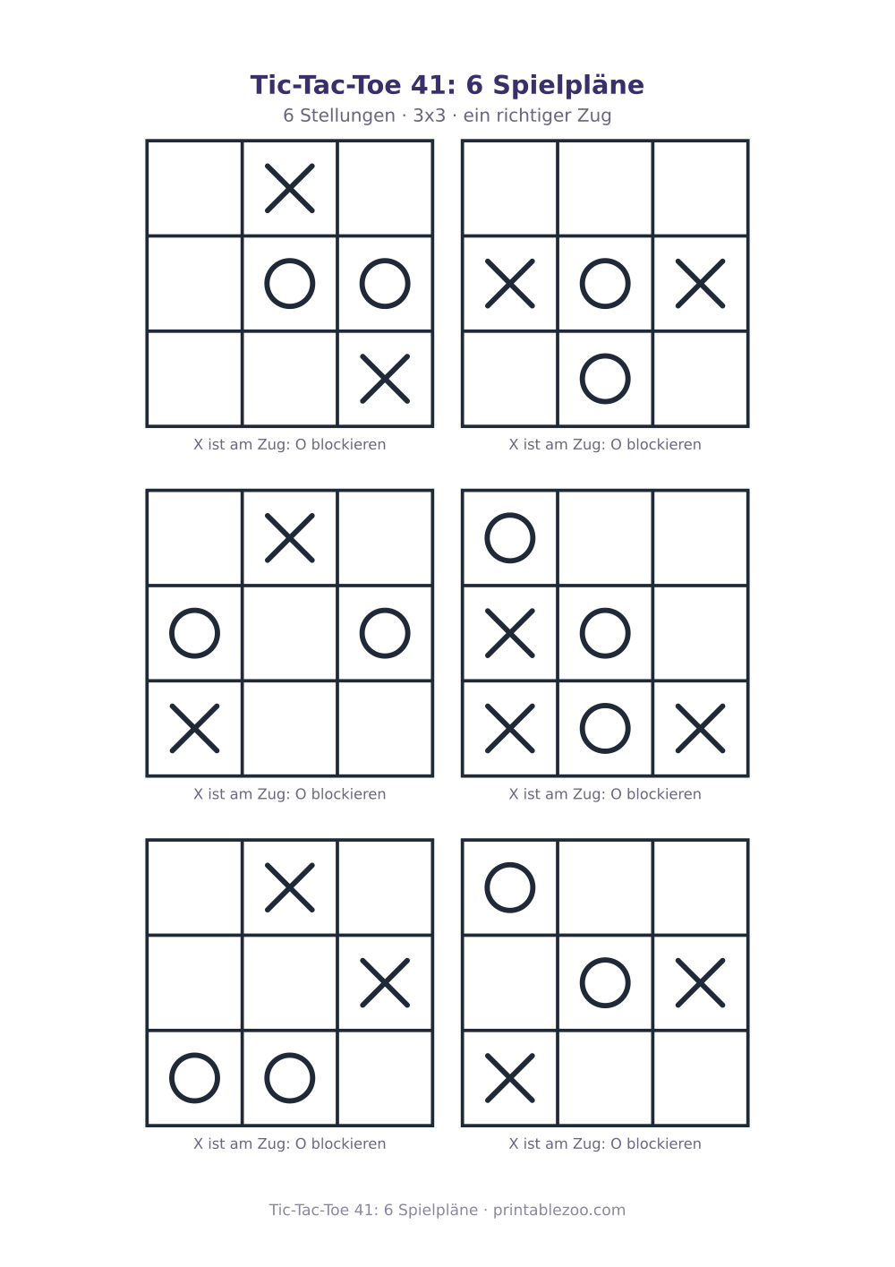 Tic-Tac-Toe 41: 6 Spielpläne als druckfertige Vorschau, Katalognummer 900141