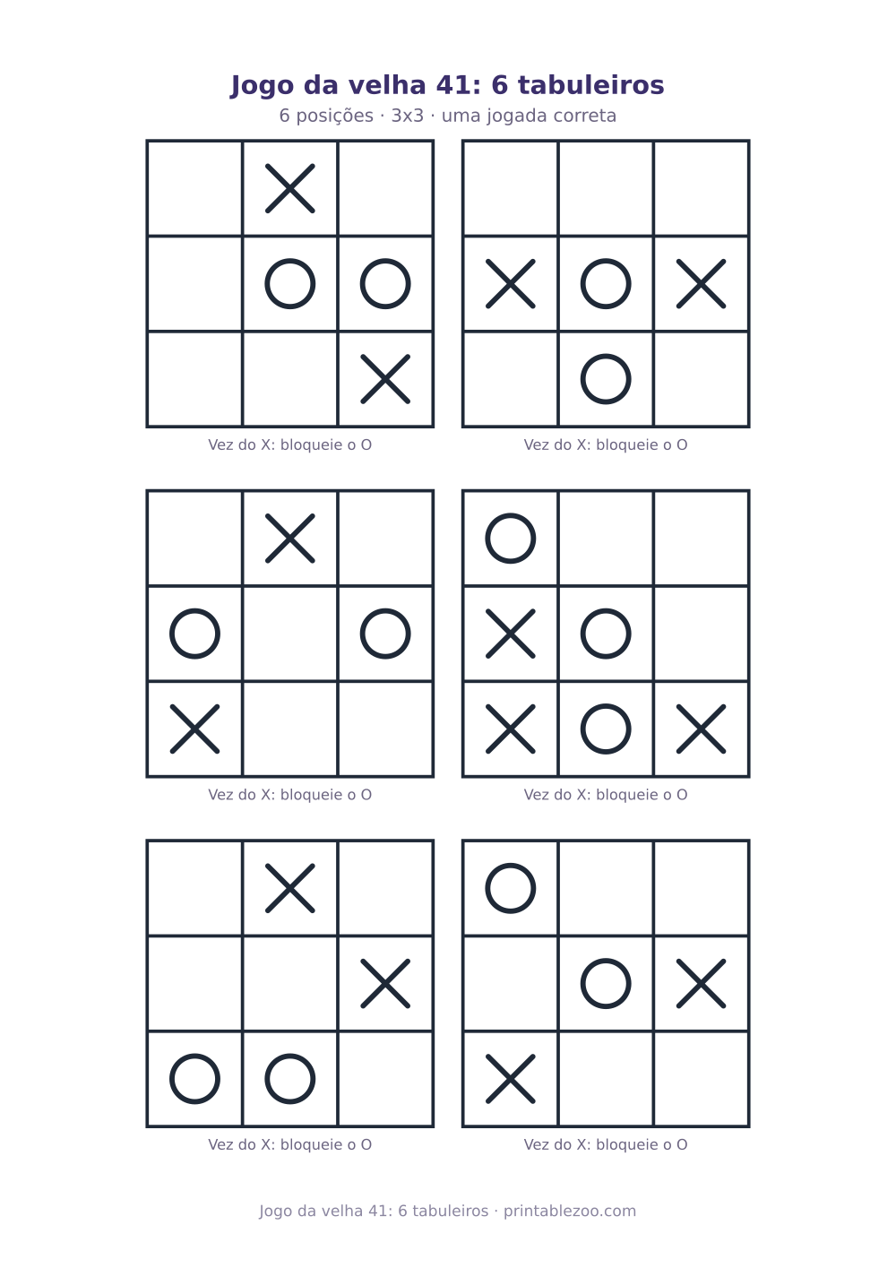 Prévia pronta para imprimir: Jogo da velha 41: 6 tabuleiros, catálogo nº 900141