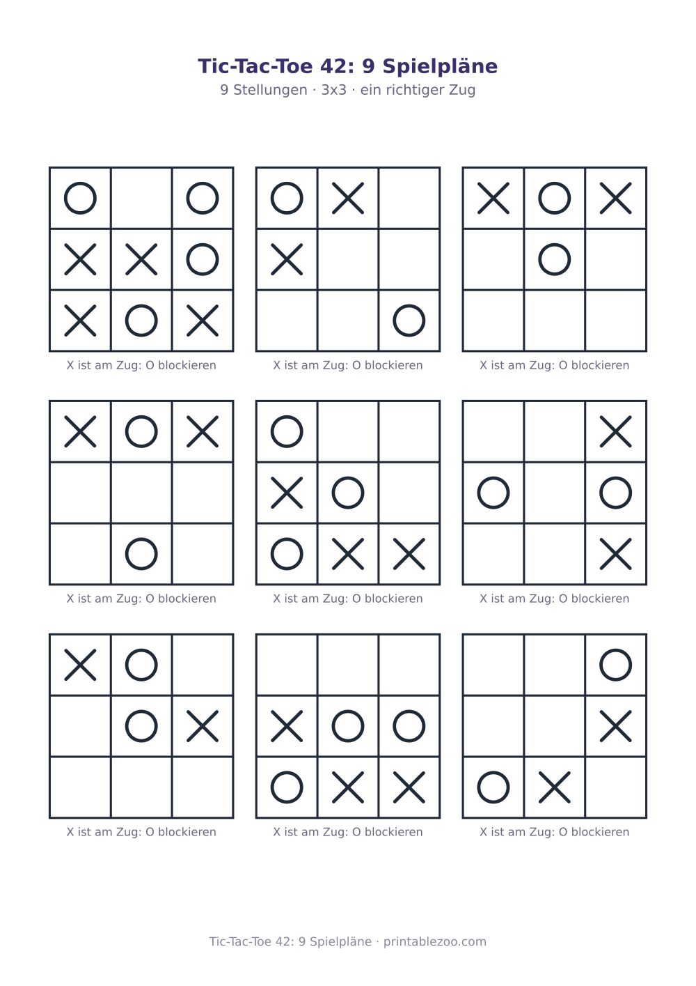 Tic-Tac-Toe 42: 9 Spielpläne als druckfertige Vorschau, Katalognummer 900142