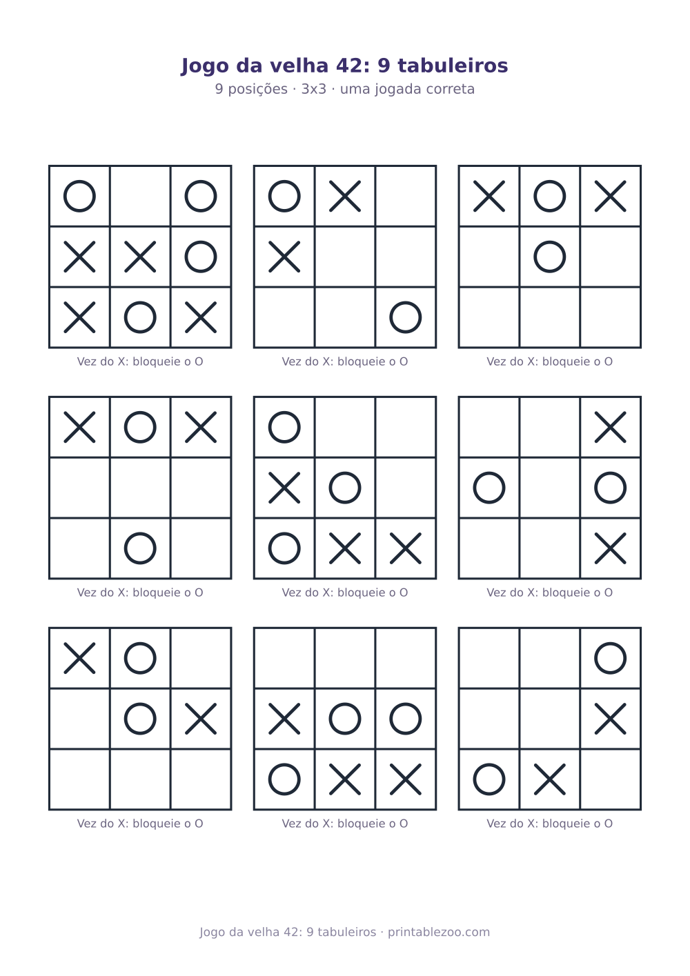 Prévia pronta para imprimir: Jogo da velha 42: 9 tabuleiros, catálogo nº 900142
