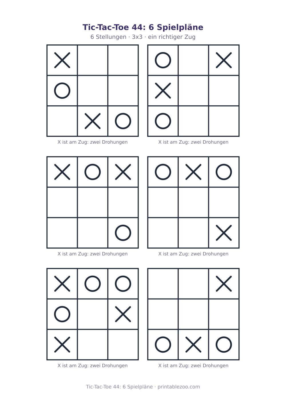 Tic-Tac-Toe 44: 6 Spielpläne als druckfertige Vorschau, Katalognummer 900144