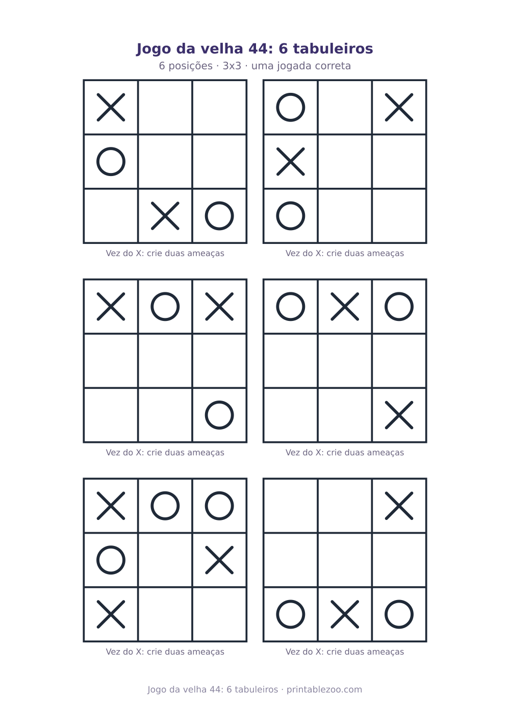 Prévia pronta para imprimir: Jogo da velha 44: 6 tabuleiros, catálogo nº 900144