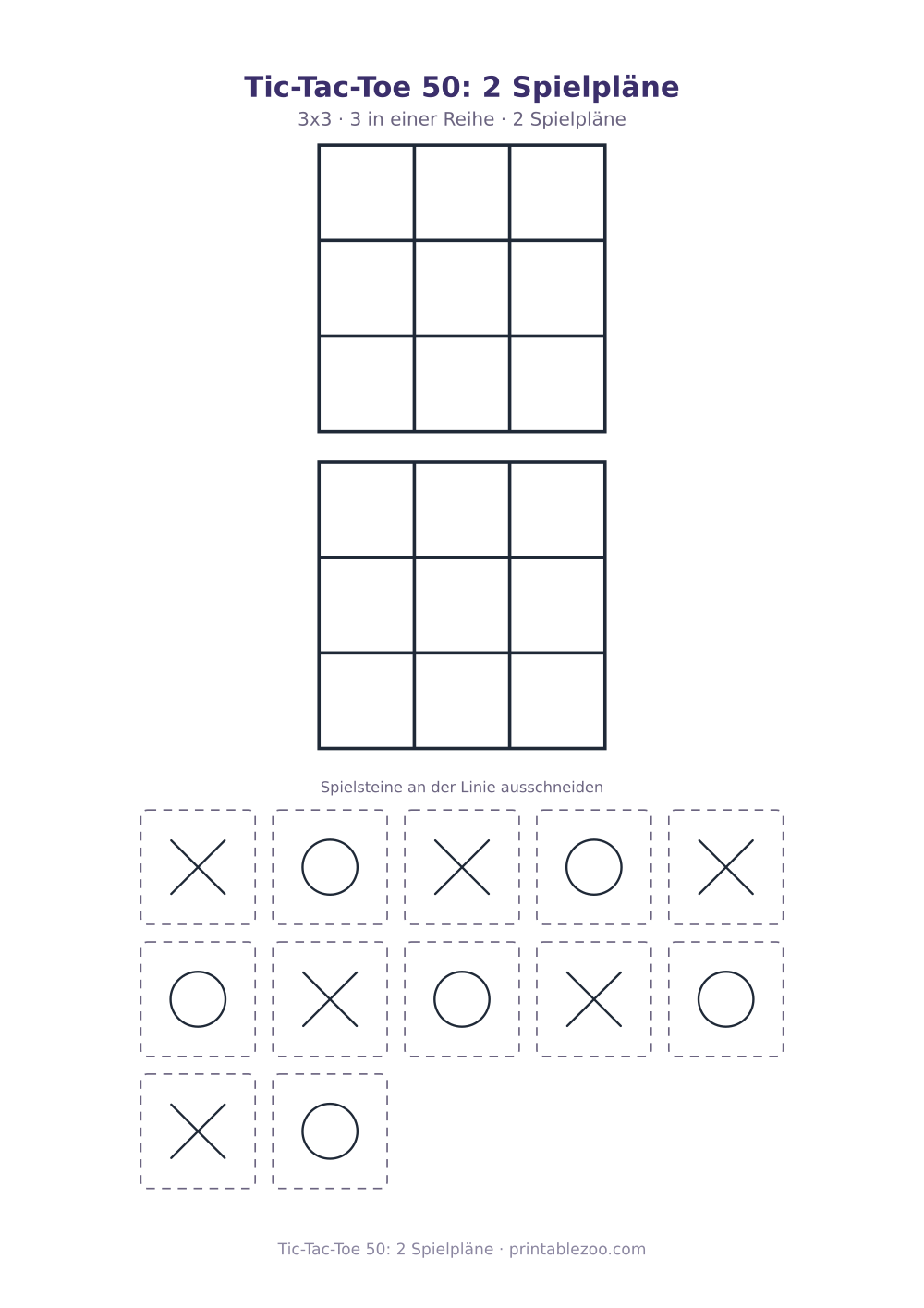 Tic-Tac-Toe 50: 2 Spielpläne als druckfertige Vorschau, Katalognummer 900150