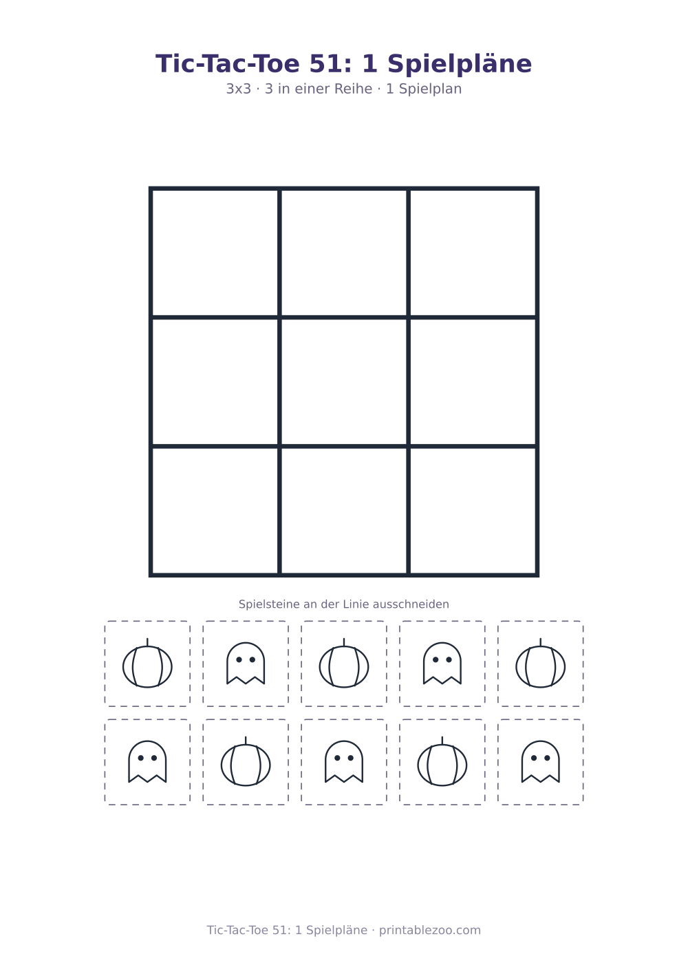 Tic-Tac-Toe 51: 1 Spielpläne als druckfertige Vorschau, Katalognummer 900151