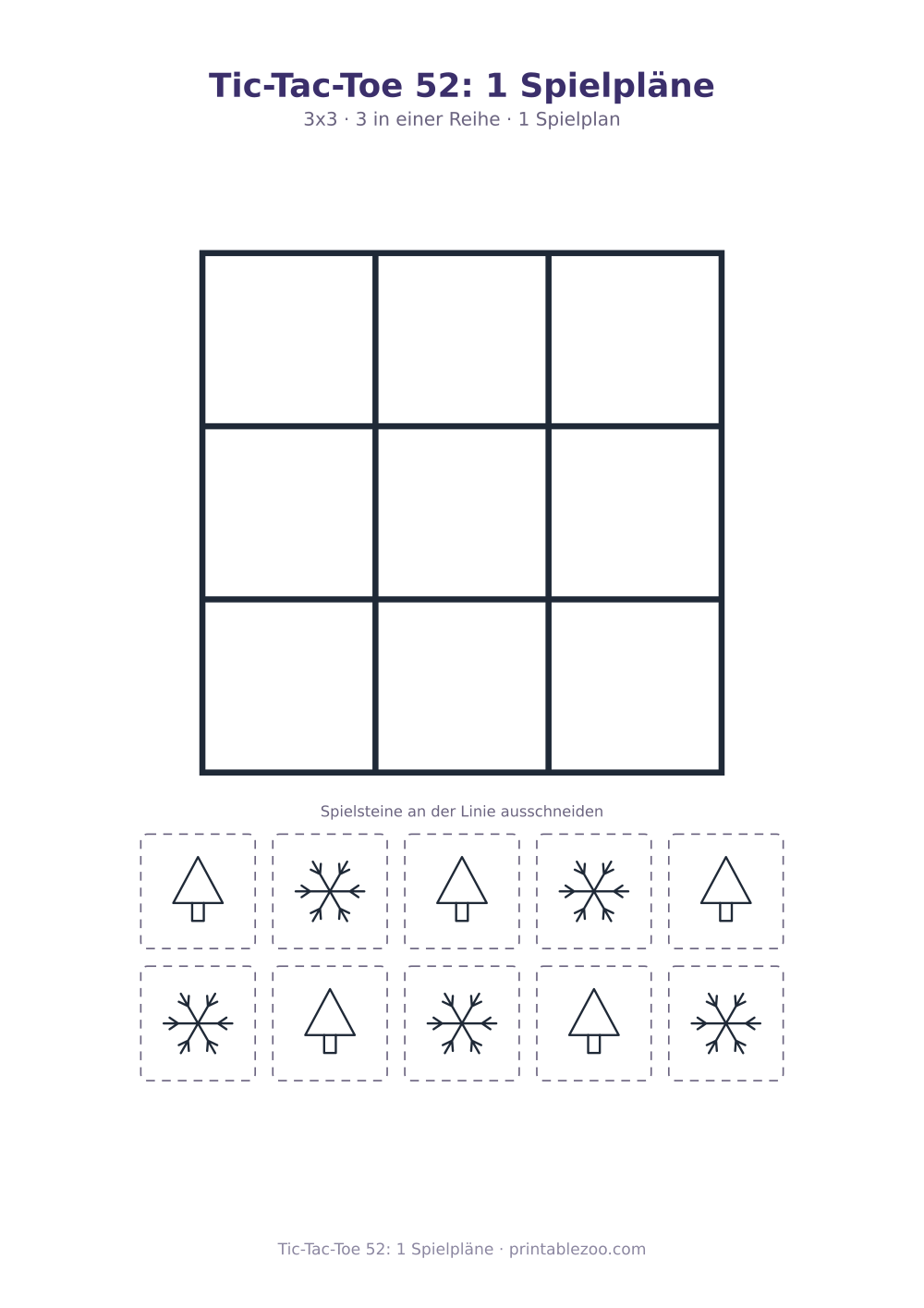 Tic-Tac-Toe 52: 1 Spielpläne als druckfertige Vorschau, Katalognummer 900152